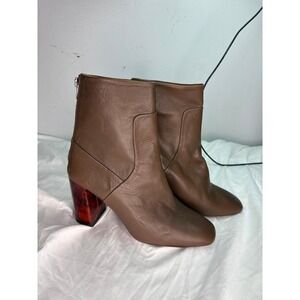 Nordstrom Brown Leather Marbled Heel Zip AnkleBooties size 9.5